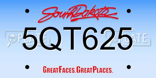 5QT625 South Dakota License Plate