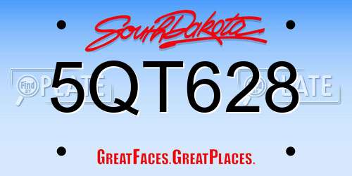 5QT628 South Dakota License Plate