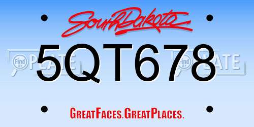 5QT678 South Dakota License Plate