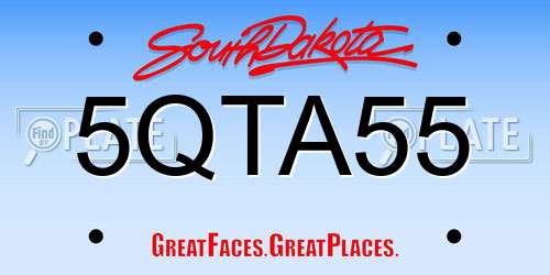 5QTA55 South Dakota License Plate