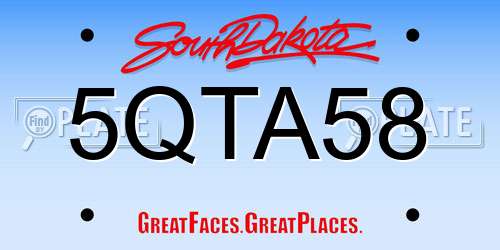 5QTA58 South Dakota License Plate