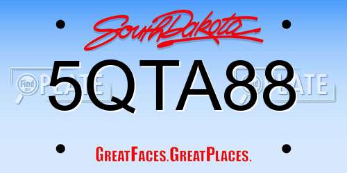 5QTA88 South Dakota License Plate
