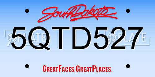 5QTD527 South Dakota License Plate