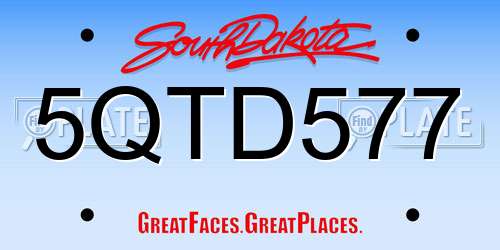 5QTD577 South Dakota License Plate