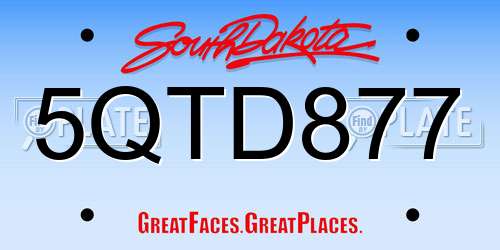 5QTD877 South Dakota License Plate