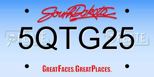 5QTG25 South Dakota License Plate