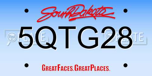5QTG28 South Dakota License Plate