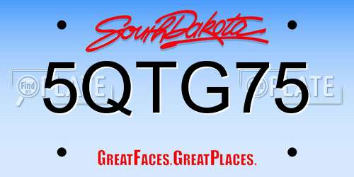 5QTG75 South Dakota License Plate