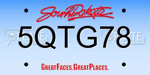 5QTG78 South Dakota License Plate