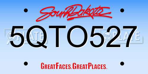 5QTO527 South Dakota License Plate