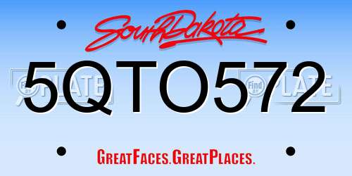 5QTO572 South Dakota License Plate