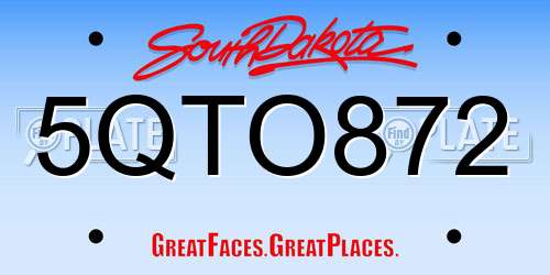 5QTO872 South Dakota License Plate