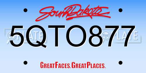 5QTO877 South Dakota License Plate