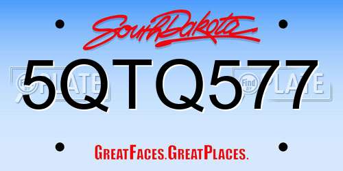 5QTQ577 South Dakota License Plate