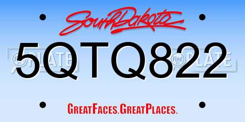 5QTQ822 South Dakota License Plate