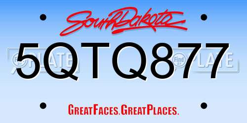 5QTQ877 South Dakota License Plate