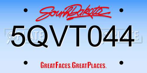 5QVT044 South Dakota License Plate