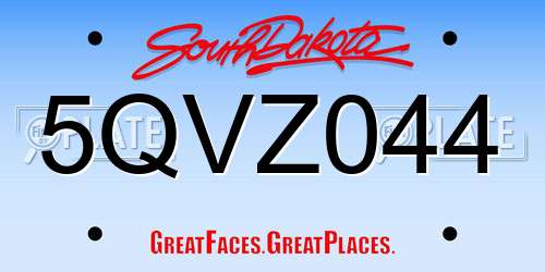 5QVZ044 South Dakota License Plate