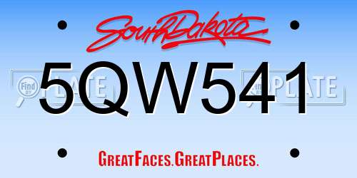 5QW541 South Dakota License Plate