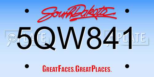 5QW841 South Dakota License Plate