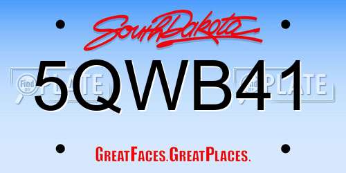 5QWB41 South Dakota License Plate