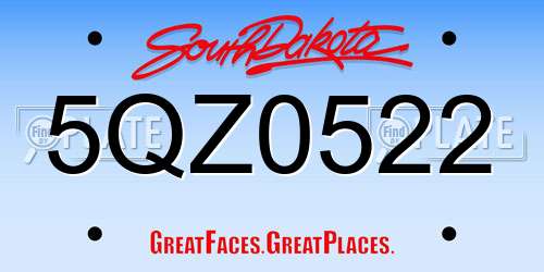 5QZ0522 South Dakota License Plate
