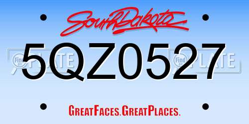 5QZ0527 South Dakota License Plate