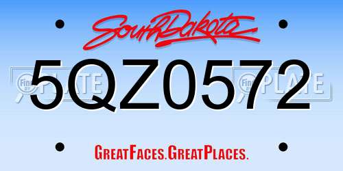 5QZ0572 South Dakota License Plate
