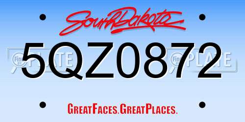 5QZ0872 South Dakota License Plate