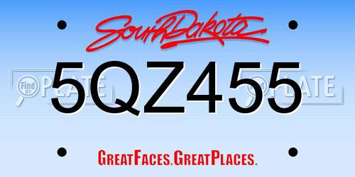 5QZ455 South Dakota License Plate