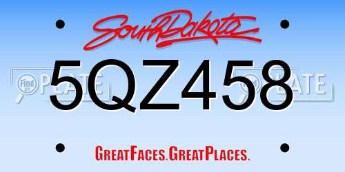 5QZ458 South Dakota License Plate