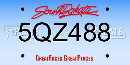5QZ488 South Dakota License Plate