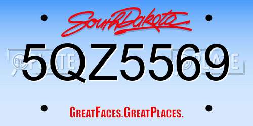 5QZ5569 South Dakota License Plate