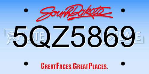 5QZ5869 South Dakota License Plate