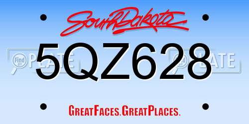 5QZ628 South Dakota License Plate