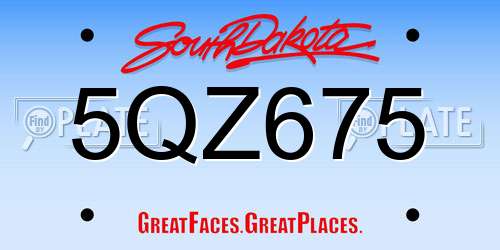 5QZ675 South Dakota License Plate