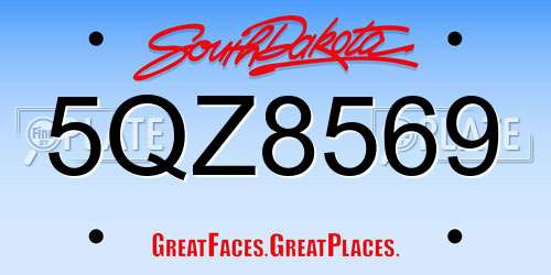 5QZ8569 South Dakota License Plate