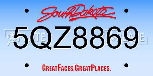 5QZ8869 South Dakota License Plate