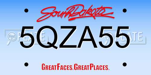 5QZA55 South Dakota License Plate