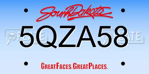5QZA58 South Dakota License Plate