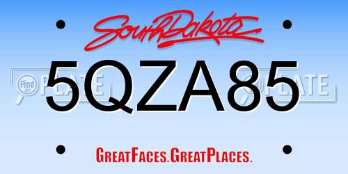 5QZA85 South Dakota License Plate