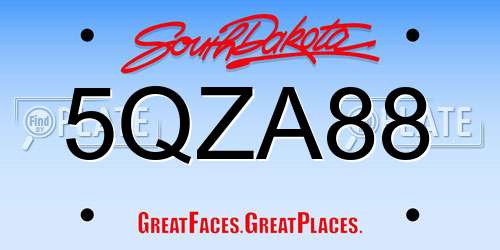 5QZA88 South Dakota License Plate