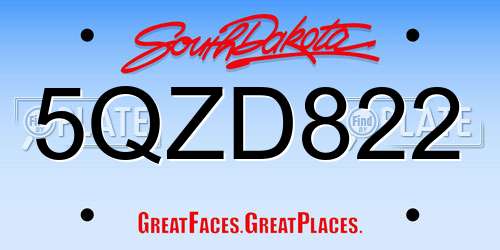 5QZD822 South Dakota License Plate