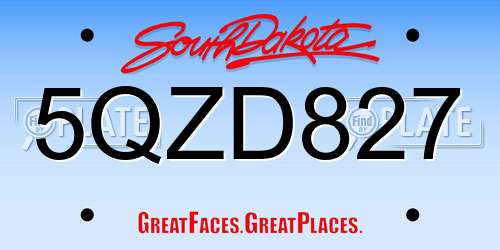 5QZD827 South Dakota License Plate