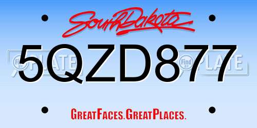 5QZD877 South Dakota License Plate