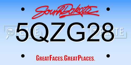 5QZG28 South Dakota License Plate