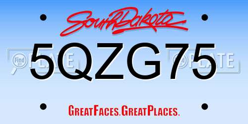 5QZG75 South Dakota License Plate