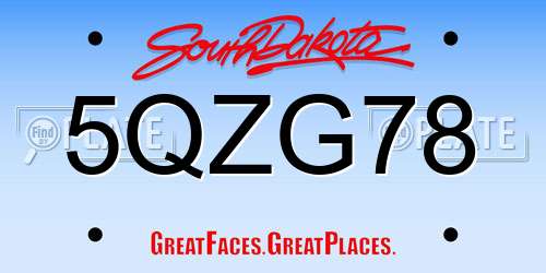 5QZG78 South Dakota License Plate