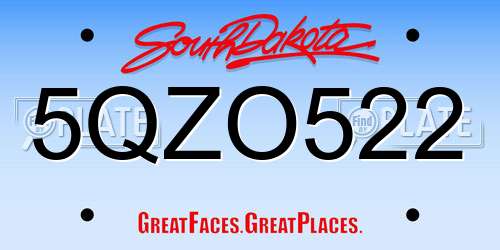 5QZO522 South Dakota License Plate