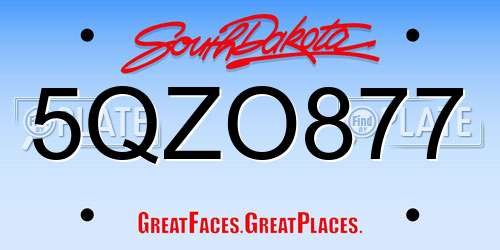 5QZO877 South Dakota License Plate